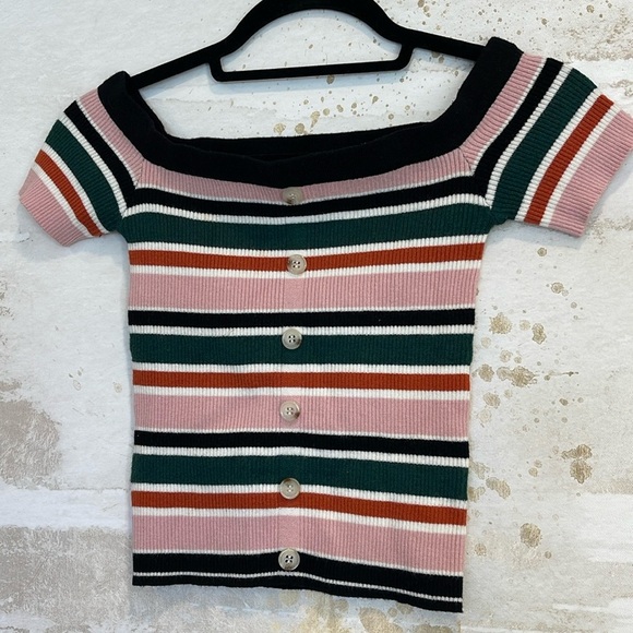 Lottie Moss Striped Ribbed Crop Top Womens Size small - Picture 1 of 4